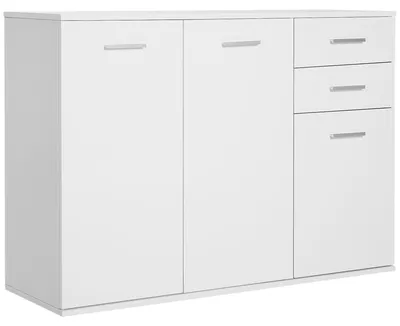 Produktbild von Buffet-Aufbewahrungseinheit mit 2 Schubladen, 2 Schr?nken, verstellbarem Einlegeboden, wei?e Spanplatte