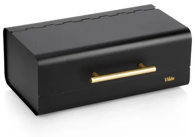 Obrázok produktu pre Krabica na chlieb – na skladovanie chleba – kov – obdĺžniková – 36 x 23 x 14,5 cm – čierna