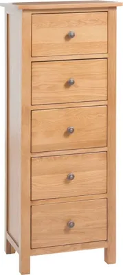 Produktbild von Hohe Kommode mit Schubladen 45x32x110 cm Massivholz Eiche