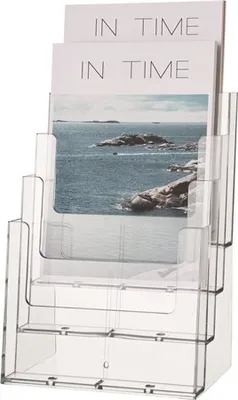Produktbild von Tischprospekthalter 4 x DIN A4 hoch Ku.transp.freistehend HELIT