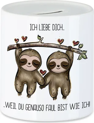 Produktbild von Faultier Genauso Faul Wie Ich Spardose Valentinstag Freundin Freund Süß Geschenkidee Paar Liebe Couple Jahrestag