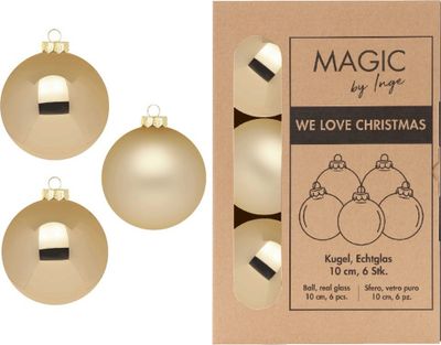 Weihnachtskugeln Glas 10cm 6 Stück - Brokatgold