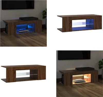 Obrázok produktu pre vidaXL TV skrinka s LED osvetlením hnedý dubový vzhľad 90x39x30 cm - TV skrinka - TV skrinky - TV nábytok - TV stojan