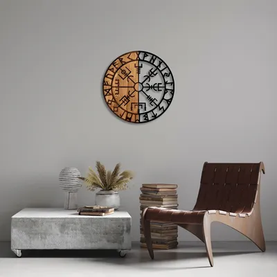 Produktbild von Wallity, Vegvisir - 331, Wanddeko, Schwarz, Metall, 56 x 56 cm