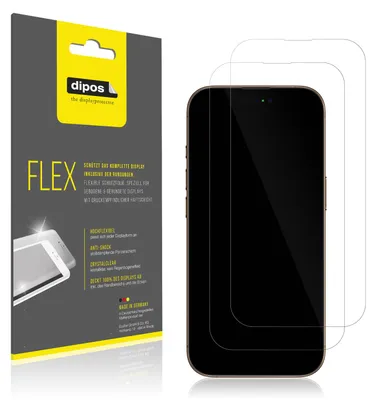 Produktbild von 2x Schutzfolie für Apple iPhone 16 Pro Max Folie, 100% Displayabdeckung, dipos Flex