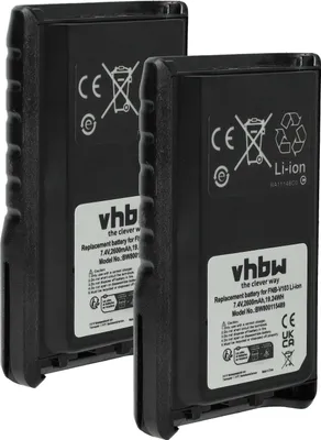 Produktbild von vhbw 2x Akku Ersatz für Yaesu Vertex FNB-V131Li, FNB-V103, FNB-V104, FNB-V103LI, FNB-V104LI für Funkgerät, Walkie Talkie (2600 mAh, 7,4 V, Li-Ion)