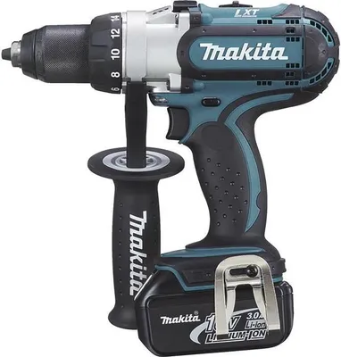 Zdjęcie produktu dla Makita DDF451RTJ, Wiertarka pistoletowa, Zamek centralny, Czarny, Niebieski, 1,3 cm, 1,5 mm, 300 RPM