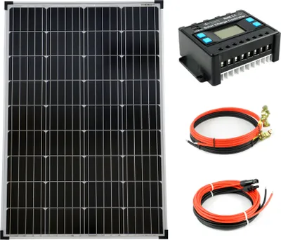 Produktbild von Solar Set 12V 100 Watt Solarpanel 20A Laderegler Solaranlage Garten Camping PV