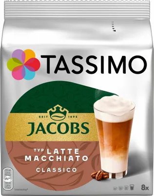 Image de Tassimo Jacobs Latte Macchiato Classico, Café, Café au lait, Capsules, 16 T-discs (8 portions)