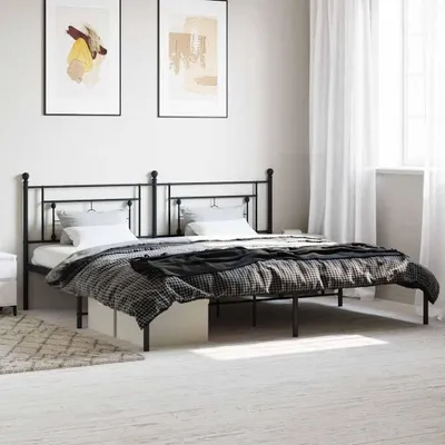 Produktbild von Metallbettgestell für Einzelbett, ohne Matratze, mit Kopfteil, schwarz, 193 x 203 cm