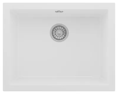 Produktbild von Respekta Nelson Massivgranit-Spüle 60× 47 cm – Einbauspüle / Unterbauspüle Weiß