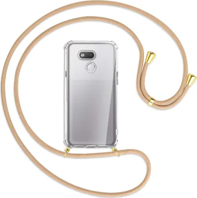 Produktbild von Handykette Backcover-Schutzhülle mit Band (Metall goldfarben) für HTC Desire 12s - beige