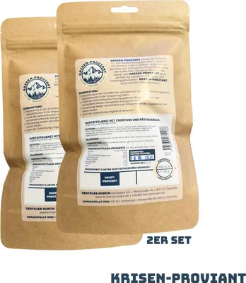 Produktbild von Krisen-Proviant - 2er-Set Kartoffelbrei m. Croutons & Zwiebeln Notration 5 J MHD