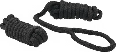 Produktbild von 1 Paar (2 Stück) Fenderleine mit Auge Ø 6mm, L: 1,5m, schwarzes Polyester, schwimmfähig & UV-beständig, für Bootsfender
