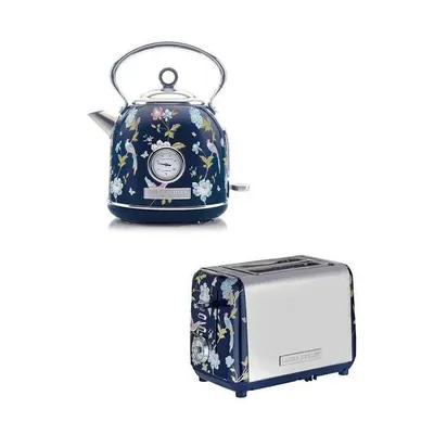 Image de Ensemble de petit-déjeuner Laura Ashley – Bouilloire à couvercle bombé 1,7 l et grille-pain 2 fentes – Elveden Marine de VQ