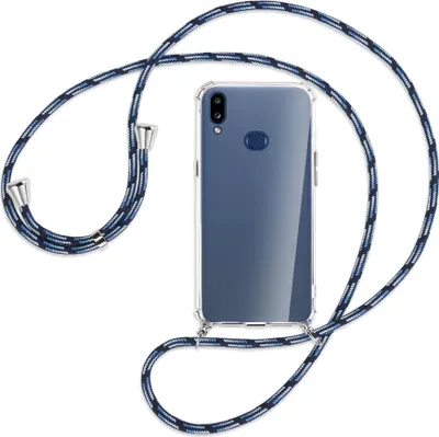 Produktbild von Handykette Backcover-Schutzhülle mit Band (Metall silberfarben) für Samsung Galaxy A10s - Blautöne