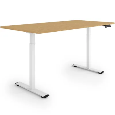 Produktbild von ESMART Germany ERX-122WBA 160x80cm Bambus Nachbildung Ergonomischer Steh-Sitz-Schreibtisch Stufenlos elektrisch höhenverstellbar 73,5-122,5 cm 3 x Memory Aktivitätserinnerung Dual Motor Schnelle Montage