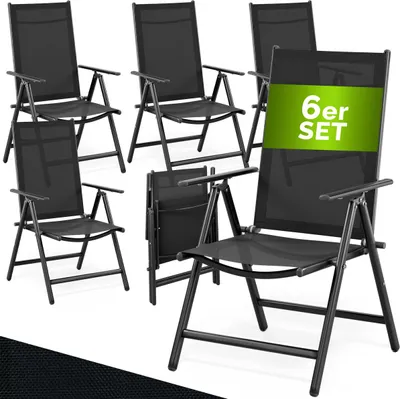 Produktbild von CASARIA® Gartenstühle 6er Set Hochlehner Klappbar 8-Fach Verstellbar Camping Stuhl Aluminium Wetterfest Klappstuhl 120kg Belastbarkeit Garten Balkon