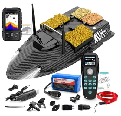 Immagine prodotto di Barca Plantat, Nadit e Momit iUni V803 PRO, GPS, ecoscandaglio Fish Finder, 5200mAh, 4 vasche, 3kg, 500m, 15km/h