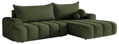 Obrázek produktu pro Selsey DANDELINO - Rohová pohovka s funkcí spaní, úložným prostorem a potahem bouclé, khaki, pravá barva