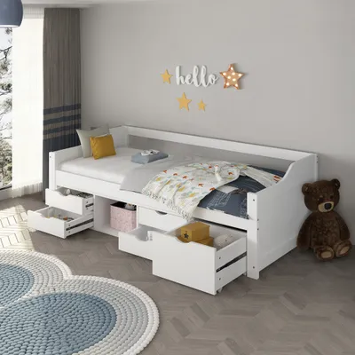 Obrázek produktu pro HOME DELUXE - COSMOS dětská postel - 90 x 200 cm, barva: bílá, včetně zásuvek a roštu - výběr z několika variant I dětská postel postel pro mladé dětská postel dětská postel
