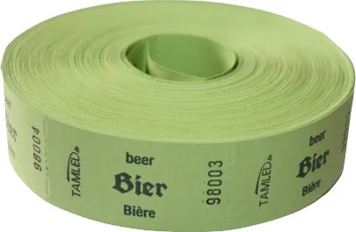 Produktbild von Bonrolle BIER grün dreisprachig 1000 Abrisse fortlaufend nummeriert Wertmarke