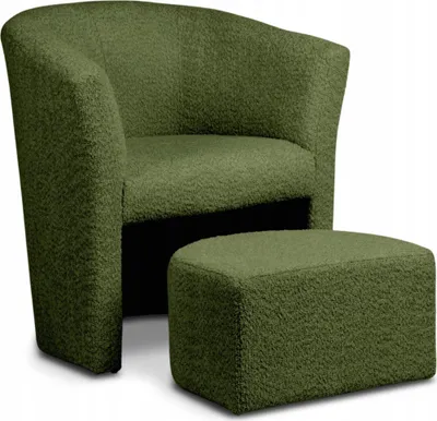Produktbild von Sessel mit Hocker - Grün - 75x79x64 cm B/H/T - Fleckenbeständig - Weicher Stoff - CAFE