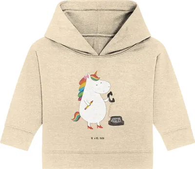 Produktbild von Mr. & Mrs. Panda Organic Baby Hoodie Einhorn Sekretärin 24. - 36. Monat - Natural Raw - Geschenk, Kapuzenshirt, Unicorn, Kapuzensweatshirt, Steuerkanzlei, Steuerbüro