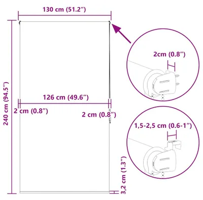 Produktbild von vidaXL Duschrollo 130x240 cm Stoffbreite 126 cm