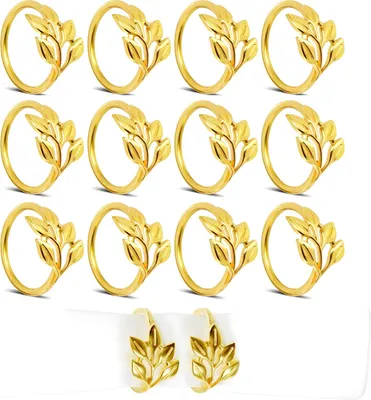 Produktbild von 14 Stück Serviettenringe Gold, Serviettenringe Gold, Metall Serviettenschnallen, Serviettenschnallen Blätter, Elegante Servietten Schnallen, Geeignet für Hochzeit, Weihnachten, Tischdekoration