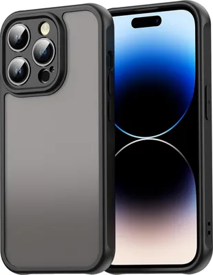 Immagine prodotto di Custodia per iPhone 14 Pro, retro traslucido opaco con protezione della fotocamera, custodia protettiva antiurto Nero