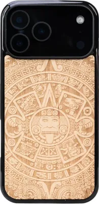 Image de Housse en bois pour iPhone 17 Pro Max, Bewood Aniegre Calendrier aztèque