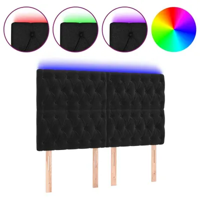 Produktbild von vidaXL LED Kopfteil Schwarz 160x7x118/128 cm Samt
