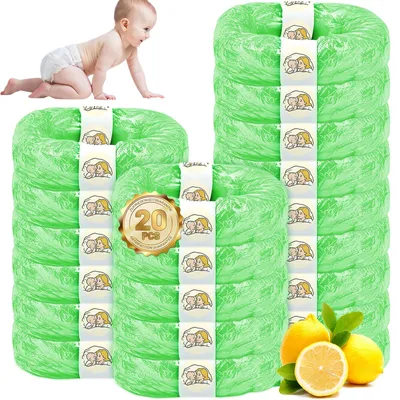 Produktbild von Windeleimer Nachfüllkassetten 20 Stück Nachfüllbeutel Nachfüllfolie Geruchsdicht Eingedickte, Pflanzenduft, Windeltüten Kompatibel mit Windeleimer & Katzenstreueimer – Grün,20 Stück