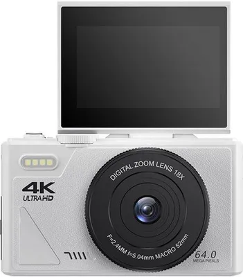 Immagine prodotto di Fotocamera digitale compatta - Risoluzione 64MP - Schermo touchscreen da 3.0 pollici e zoom 18x - Include scheda SD da 64GB - Colore: bianco