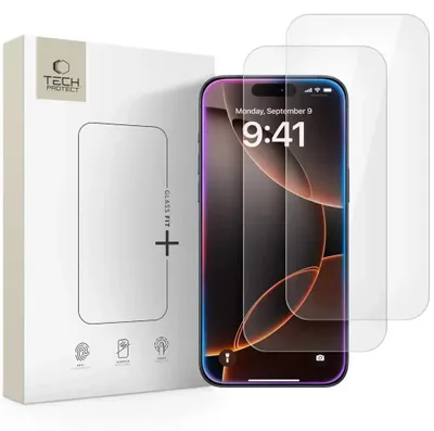 Image de Verre trempé Tech-Protect Glass Fit+ 2 paquets pour iPhone 16 Pro, 17, 17 Pro - transparent
