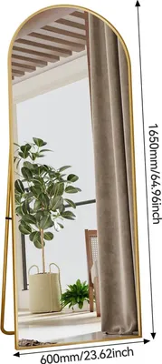 Produktbild von Ganzkörperspiegel - Standspiegel/Wandspiegel - 165 x 60 cm - Freistehend & Wandmontage - Neigbar - Bogenform - Gold