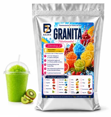 Produktbild von Bazko Slush Sirup 1kg Kiwi Pulver Konzentrat für Eis Slush Maschine