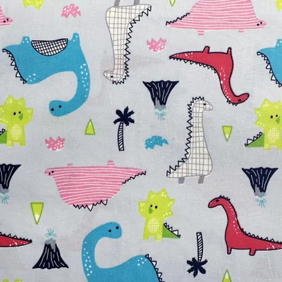 Kinderstoff Dinosaurier Blau 100% Baumwolle Poplin 112 cm - Meterware