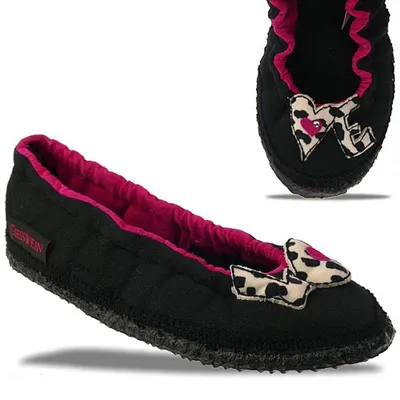 Produktbild von Giesswein LUCCA Ballerina Hausschuhe "Love" (Fällt 2 Nummern kleiner aus) schwarz Gr. 31-42 EUR 32