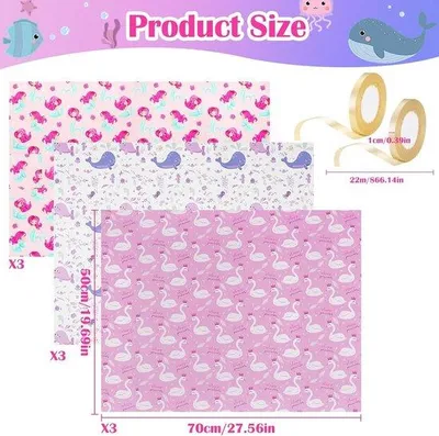 Produktbild von Geschenkpapier für Kinder, 9 Stück, 50x70cm, Meerestiere