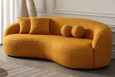 Produktbild von Casa Padrino Luxus Sofa Orange 250 x 120 x H. 76 cm - Gebogenes Wohnzimmer Sofa - Hotel Sofa - Wohnzimmer Möbel - Hotel Möbel - Luxus Möbel - Luxus Einrichtung - Wohnzimmer Einrichtung
