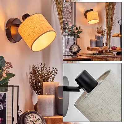 Produktbild von Schiavonea verstellbare Wandlampe aus Metall/Stoff in Schwarz/Beige