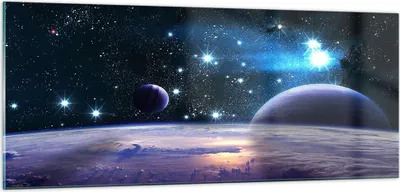 Produktbild von Bilder auf glas - Kosmos Planet - 100x40cm - Glasbilder - Wandbilder - Kunstdruck - zum Aufhängen bereit - Wanddekoration aus Glas - Glas Bilder - Wandbild auf Glas - Einteilig - GAB100x40-3575