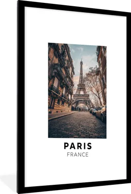 Produktbild von MuchoWow® Gerahmtes Poster Frankreich - Paris - Eiffelturm 60x90 cm - Poster mit Schwarzem Bilderrahmen Wandposter Rahmen Foto Bilder - Dekoration - Wandposter Wohnzimmer - Hochwertig