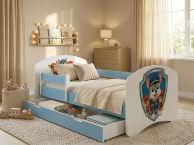 Produktbild von Happy Babies HAPPY- Kinderbett 140 x 70 mit Rausfallschutz & Bettkasten Einbett mit Matratze 70x140 Weiss Bett für Kinderzimmer