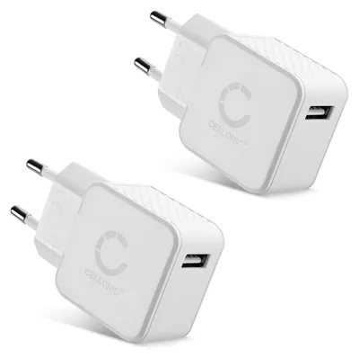 Produktbild von CELLONIC Schnelles Laden: USB Ladegerät (2Pack) für Handy Smartphone Tablet Kamera Lautsprecher uvm - Ladeadapter mit 2.4A / 12W Schnellladegerät, Ladestecker / USB Lader
