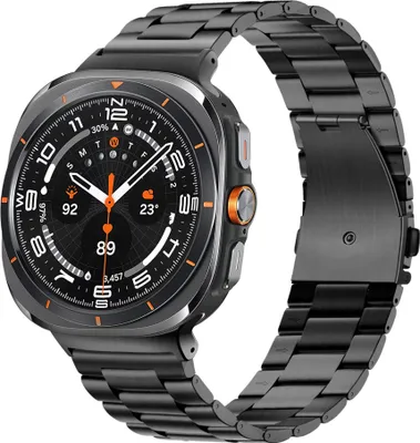 Produktbild von Bandz Stahlgliederarmband „Classic“ mit Faltschließe – passend für Samsung Galaxy Watch Ultra / Ultra 2025 – inklusive Uhrenkürzungsset (schwarz)