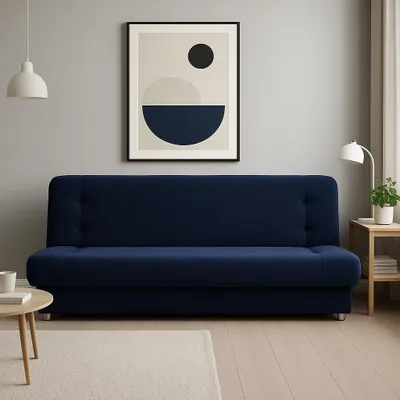 Produktbild von Schlafsofa VIKI mit Schlaffunktion, Velours Kronos 09 Dunkelblau