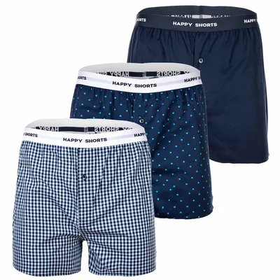 Produktbild von 3er Pack Happy Shorts Herren american Boxer Boxershorts Shorts Webboxer S-XXL, Farbe:Set 4, Grösse:S